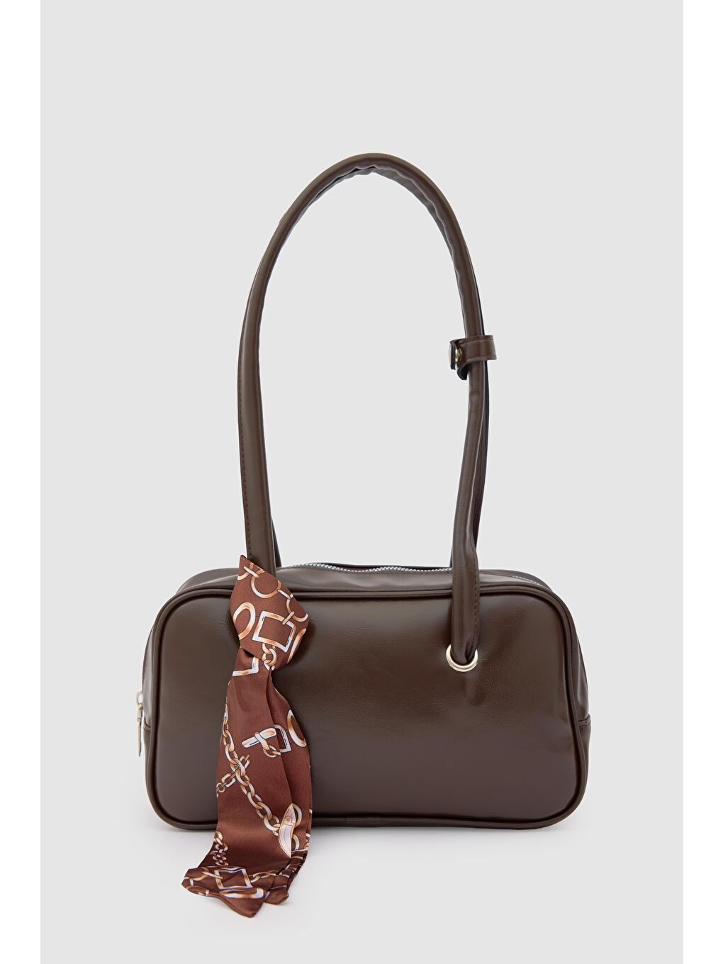 Kahverengi Beau Fular Detaylı Baget Çanta Acı Kahve-1