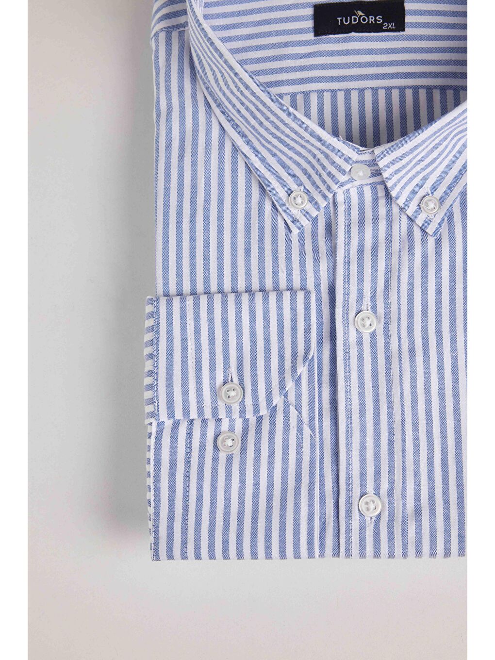 Karışık Çizgili Mavi Erkek Büyük Beden Gömlek-2