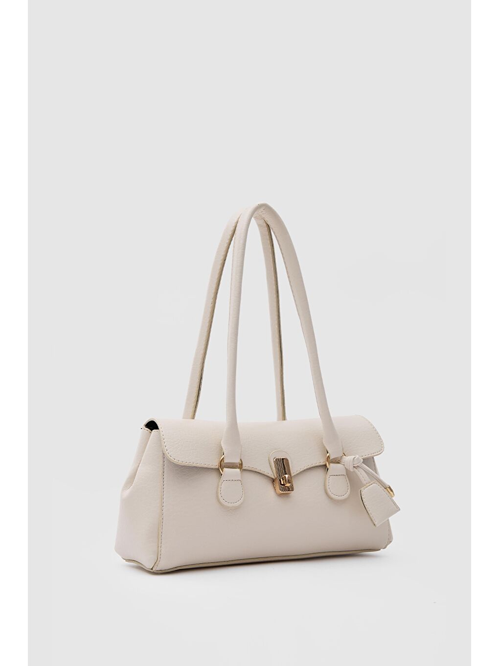 Ekru Lunera Vintage Baget Çanta Krem-1