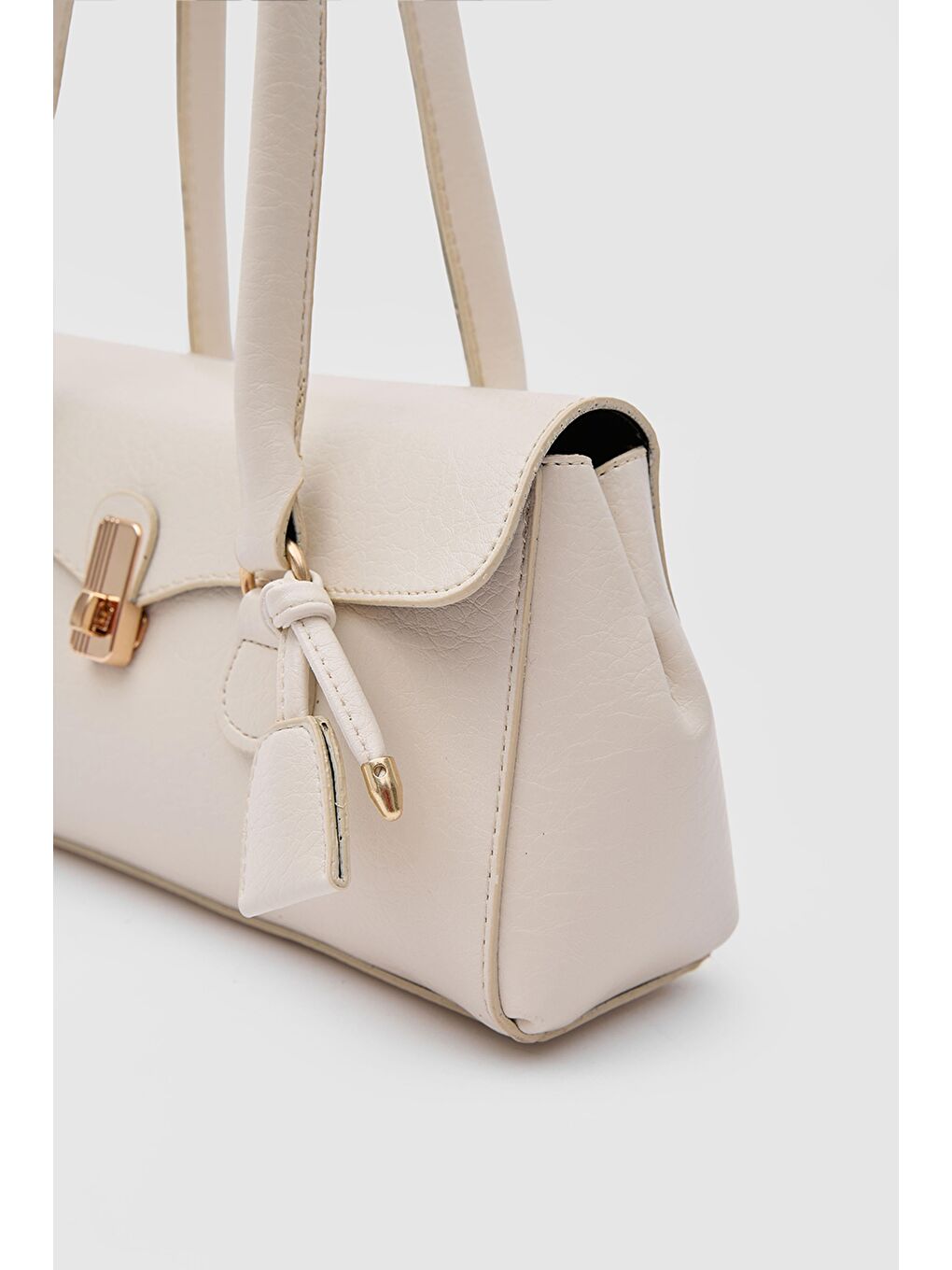 Ekru Lunera Vintage Baget Çanta Krem-2