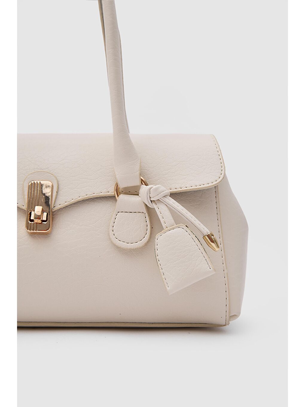 Ekru Lunera Vintage Baget Çanta Krem-3