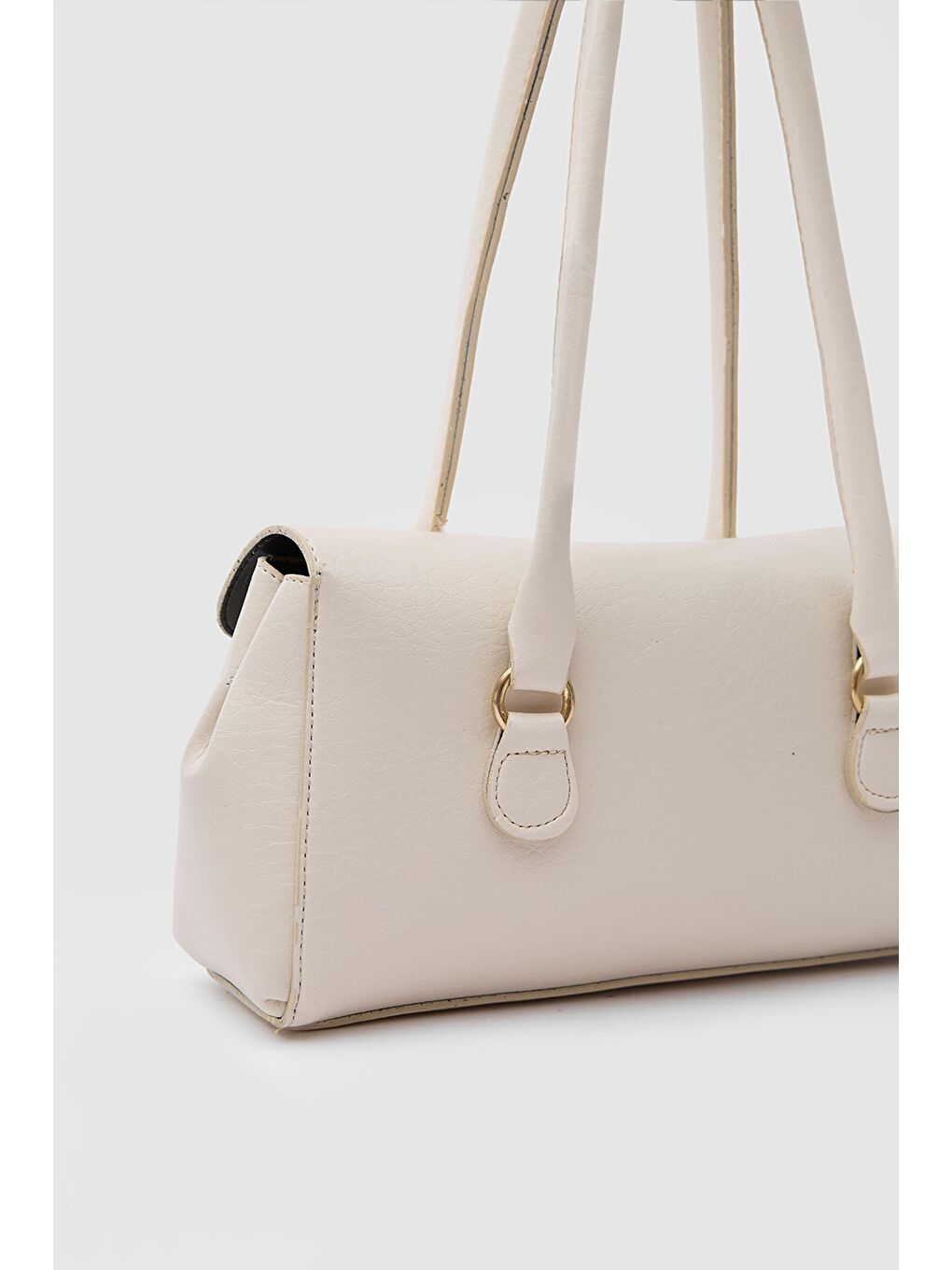 Ekru Lunera Vintage Baget Çanta Krem-4