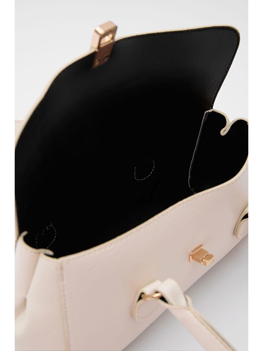 Ekru Lunera Vintage Baget Çanta Krem-5