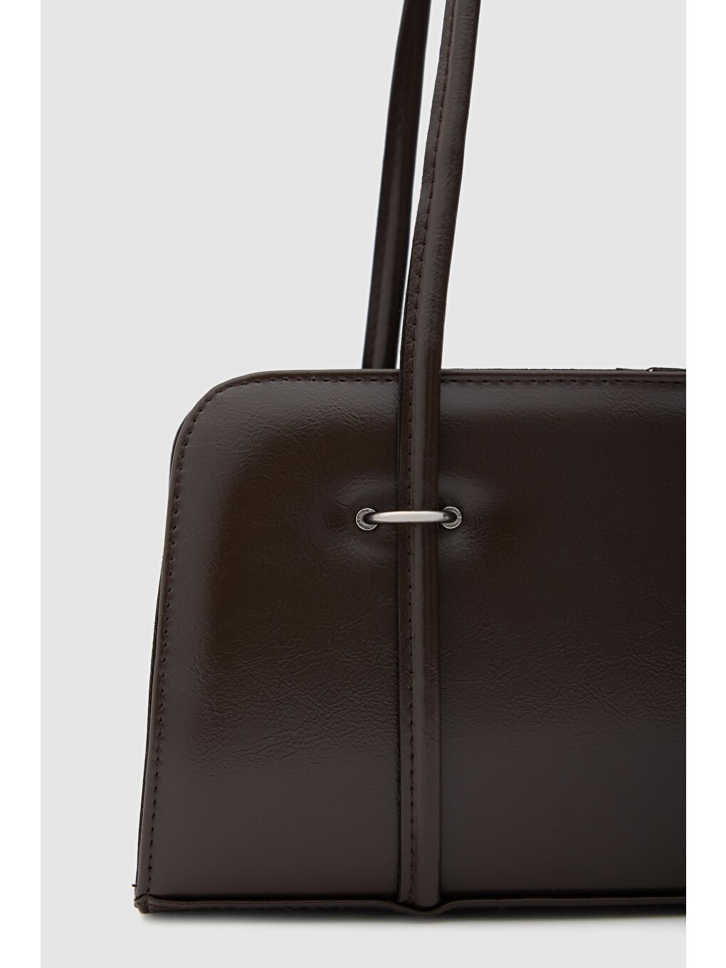 Kahverengi Hansal Metal Detaylı Baget Çanta Acı Kahve-5