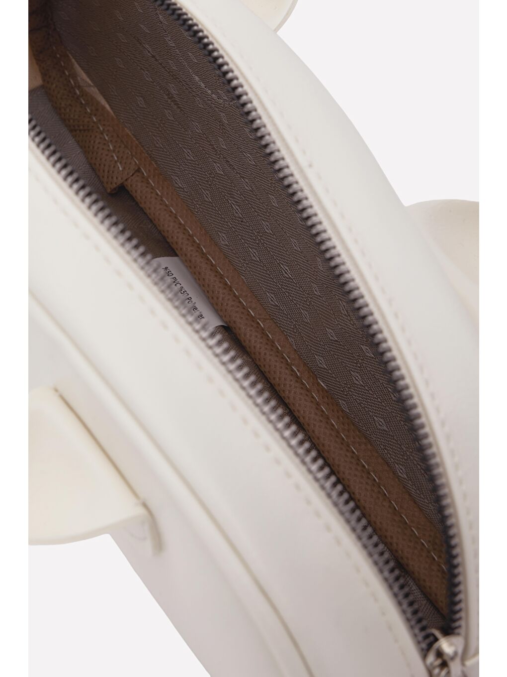 Ekru Lisse Charmlı Oval Baget Çanta Krem-8