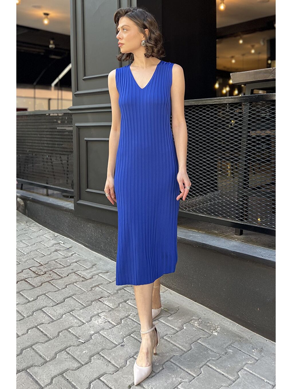 Mavi Kadın Sıfır Kol Triko Elbise-1