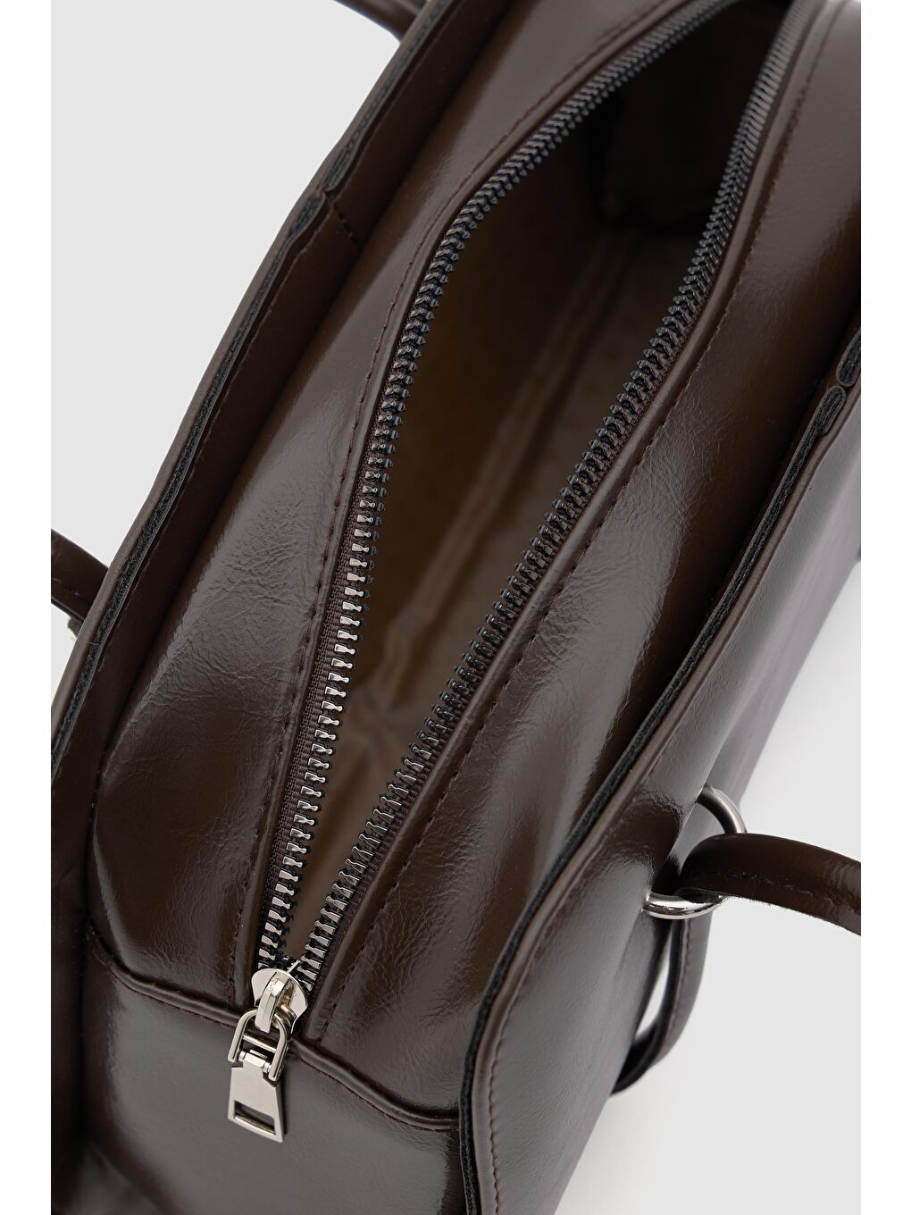 Kahverengi Hansal Metal Detaylı Baget Çanta Acı Kahve-6