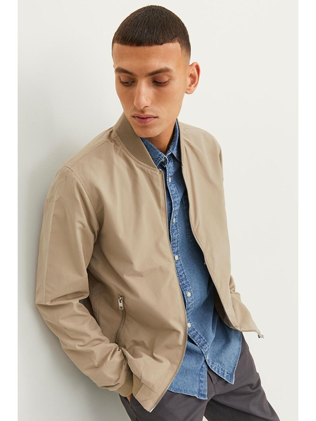 Jack & Jones Kahverengi Jjerush Fermuarlı Suya Dayanıklı Bomber Erkek Ceket 12165203