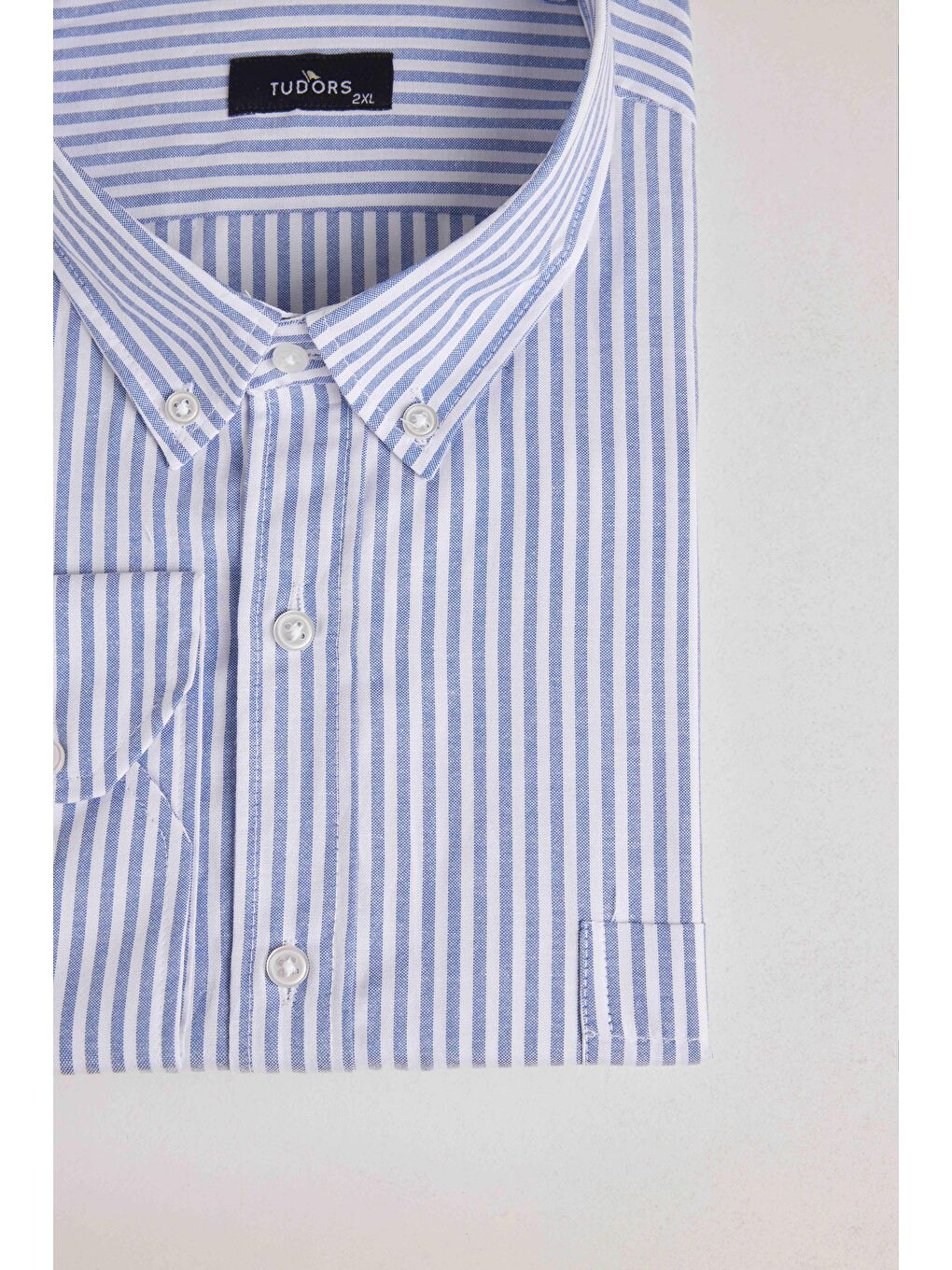 Karışık Çizgili Mavi Erkek Büyük Beden Gömlek-3