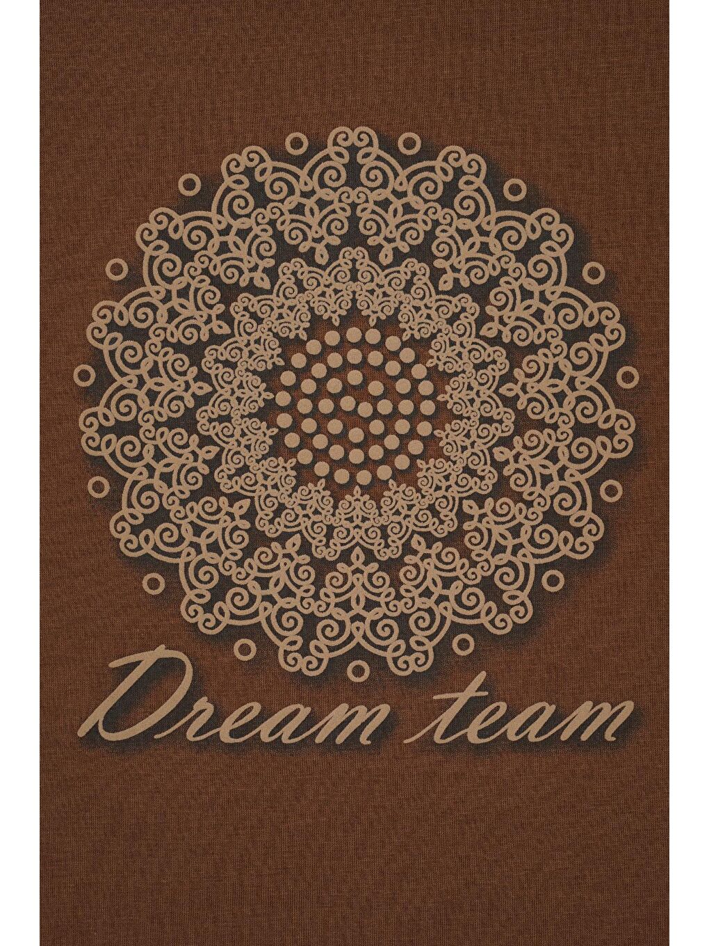 Kolları Fırfırlı Yazı Baskılı Kahverengi Renk Kız Çocuk Tshirt-1