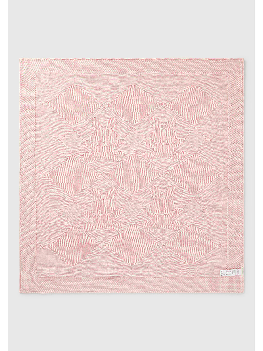 Pembe Bebek Baklava Desenli ve Tavşan Örgü Detaylı Battaniye-1