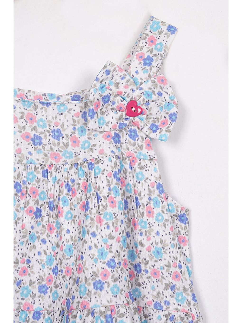 Fiyonk Detaylı Mavi Renk Kız Çocuk Elbise-1