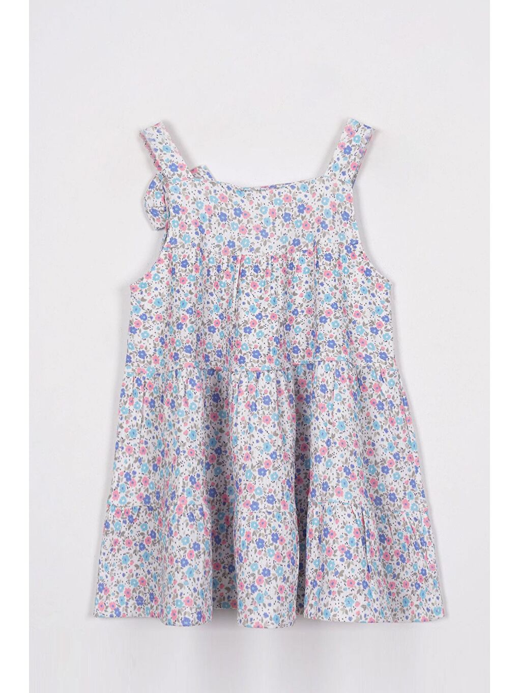 Fiyonk Detaylı Mavi Renk Kız Çocuk Elbise-2