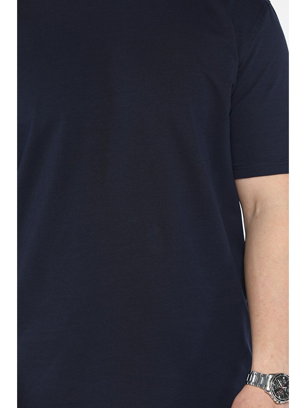 Lacivert Erkek Bisiklet Yaka Tişört-3