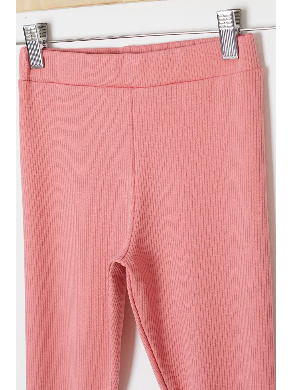 Pembe Somon Fiyonklu Tavşan Nakışlı Fitilli Kız Çocuk Yırtmaçlı Tayt 18149-1