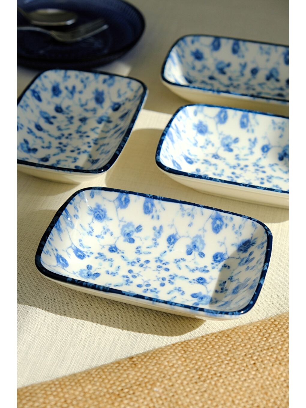 Beyaz Blue Heaven Kayık Tabak 4 lü 14x10x2cm-1