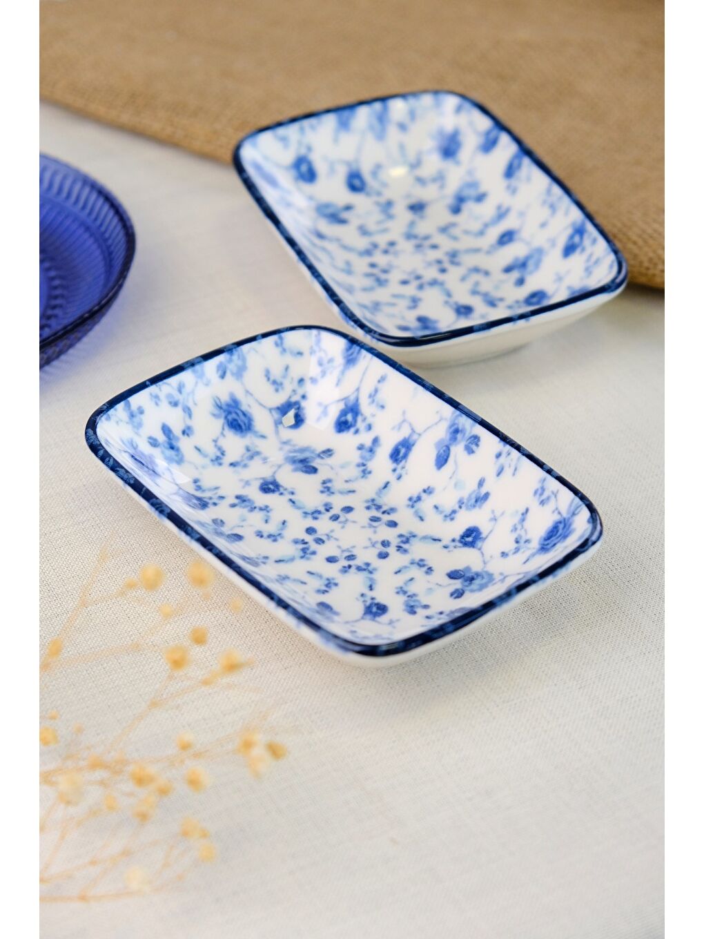 TABAK EVİ Beyaz Blue Heaven Kayık Tabak 2 li 14x10x2cm