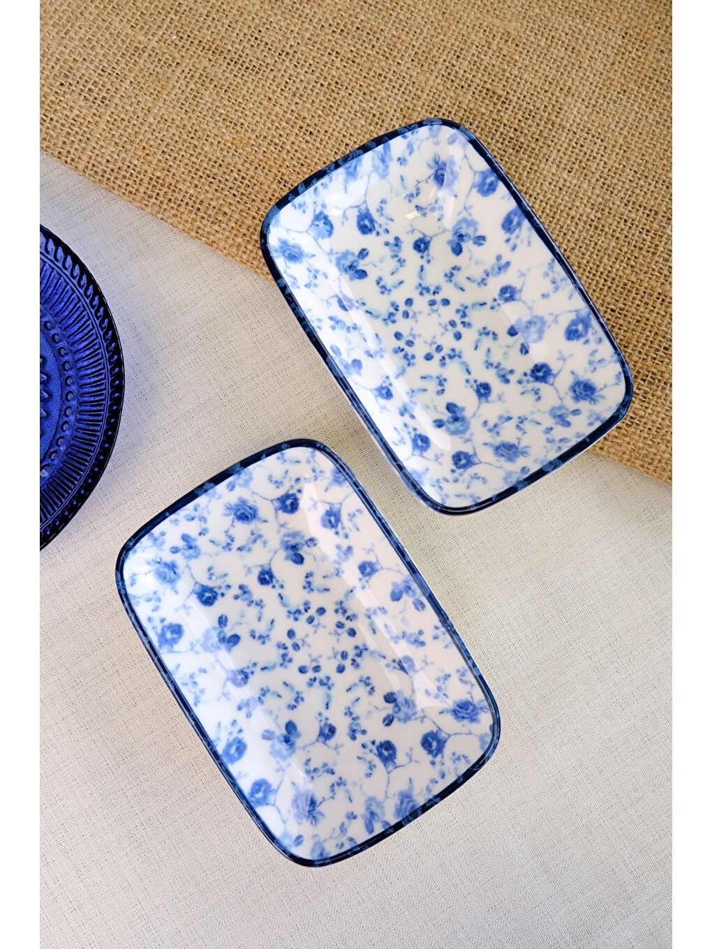 TABAK EVİ Beyaz Blue Heaven Kayık Tabak 2 li 14x10x2cm - 1