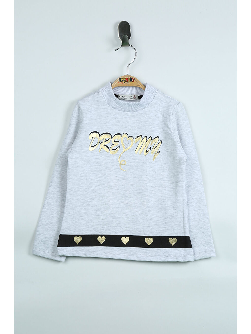 Toontoykids Gri Melanj Kız Çocuk Sweatshirt Dream Varak Baskılı