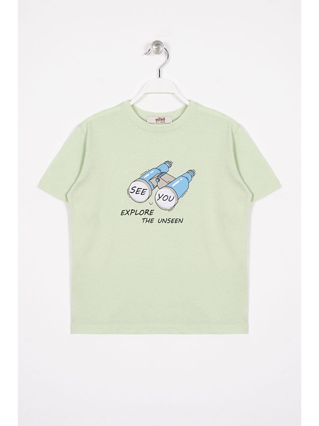 See You Baskılı Fıstık Yeşili Renk Erkek Çocuk Tshirt