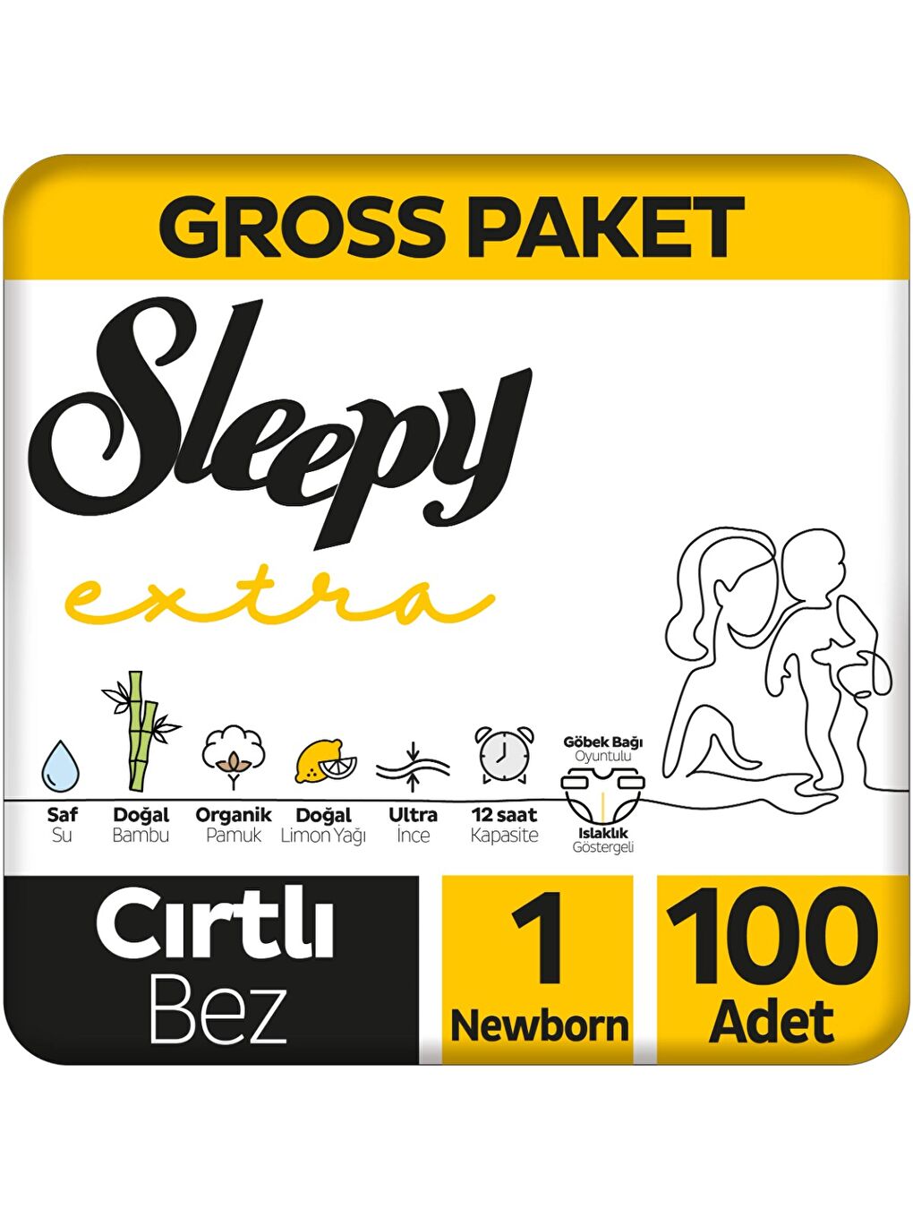 Extra Günlük Aktivite Gross Paket Bebek Bezi 1 Numara Newborn 100 Adet