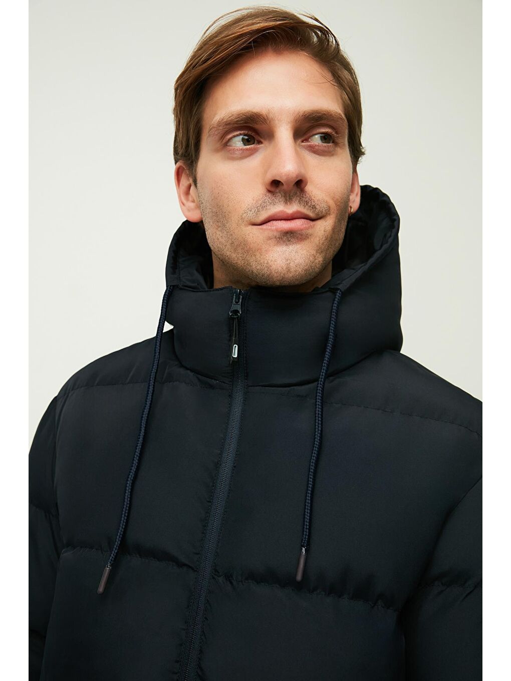 Lacivert Erkek Astarlı Kapüşonlu Kışlık Şişme Mont  DM-650-4