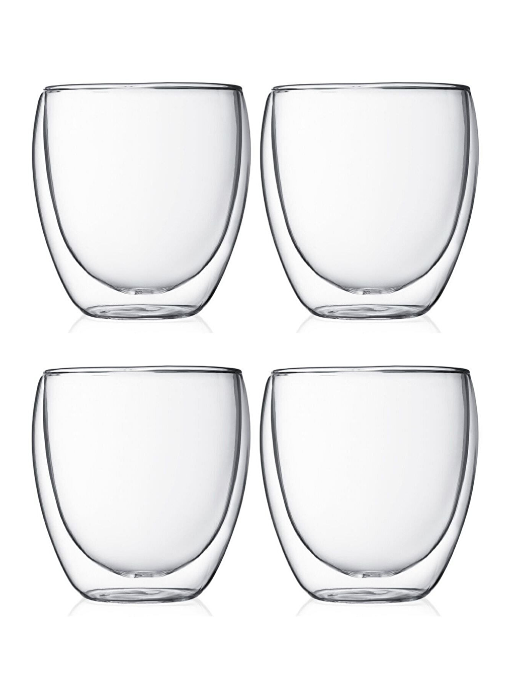 Renksiz Çift Cidarlı Borosilikat 250 ml Şeffaf Cam Bardak 4 Adet 2771-1