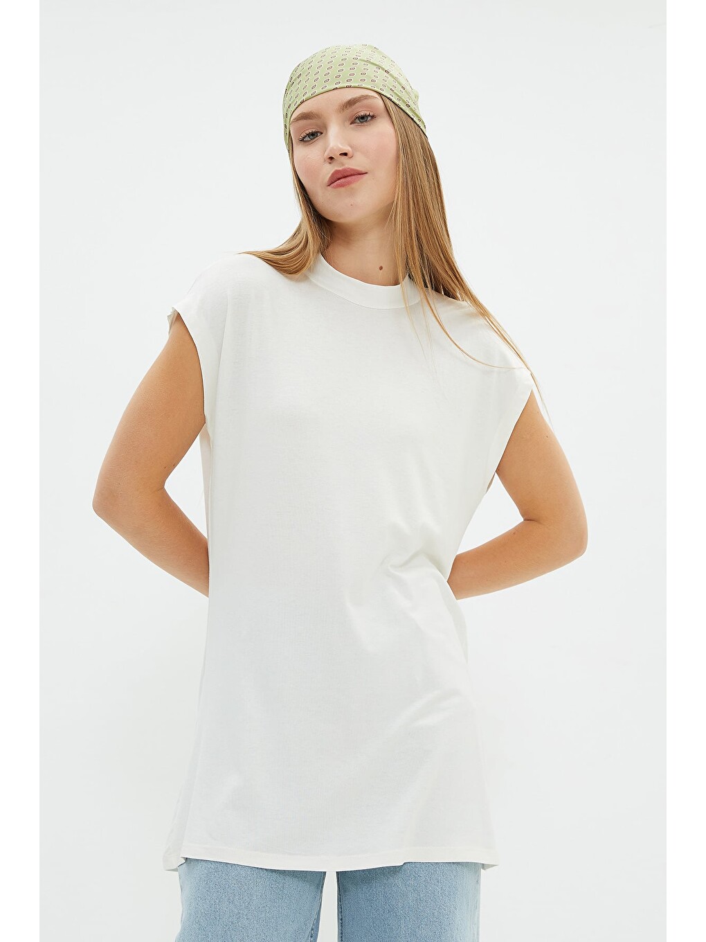 Ekru Fullamodest Basic Dik Yaka Kolsuz Tunik-1