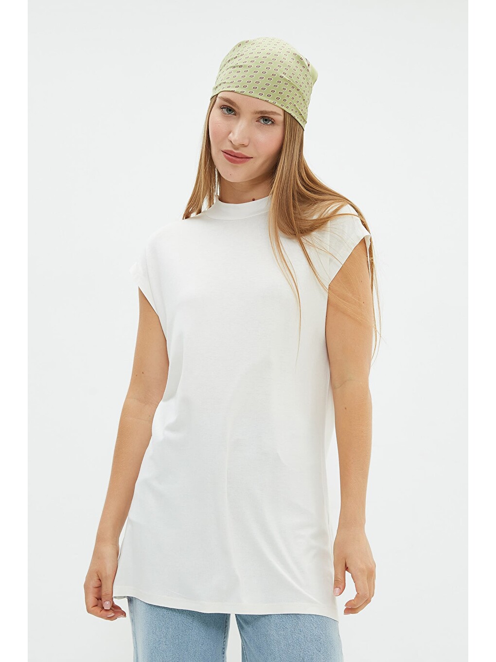 Ekru Fullamodest Basic Dik Yaka Kolsuz Tunik-4
