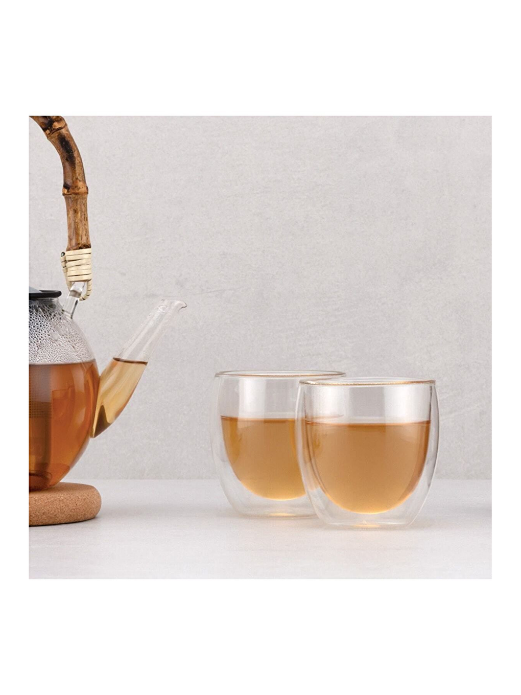 Renksiz Çift Cidarlı Borosilikat 250 ml Şeffaf Cam Bardak 4 Adet 2771-3