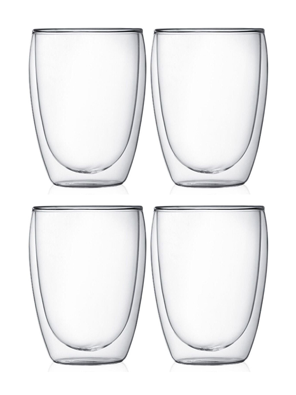 Renksiz Çift Cidarlı Borosilikat 350 ml Şeffaf Cam Bardak 4 Adet 2772-2