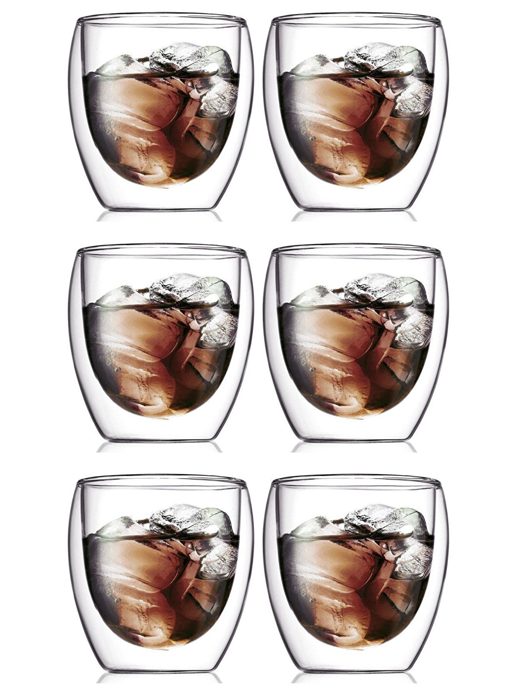 Renksiz Çift Cidarlı Borosilikat 250 ml Şeffaf Cam Bardak 6 Adet - 2771