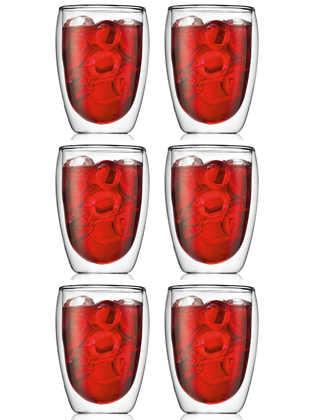 Renksiz Çift Cidarlı Borosilikat 350 ml Şeffaf Cam Bardak 6 Adet - 2772