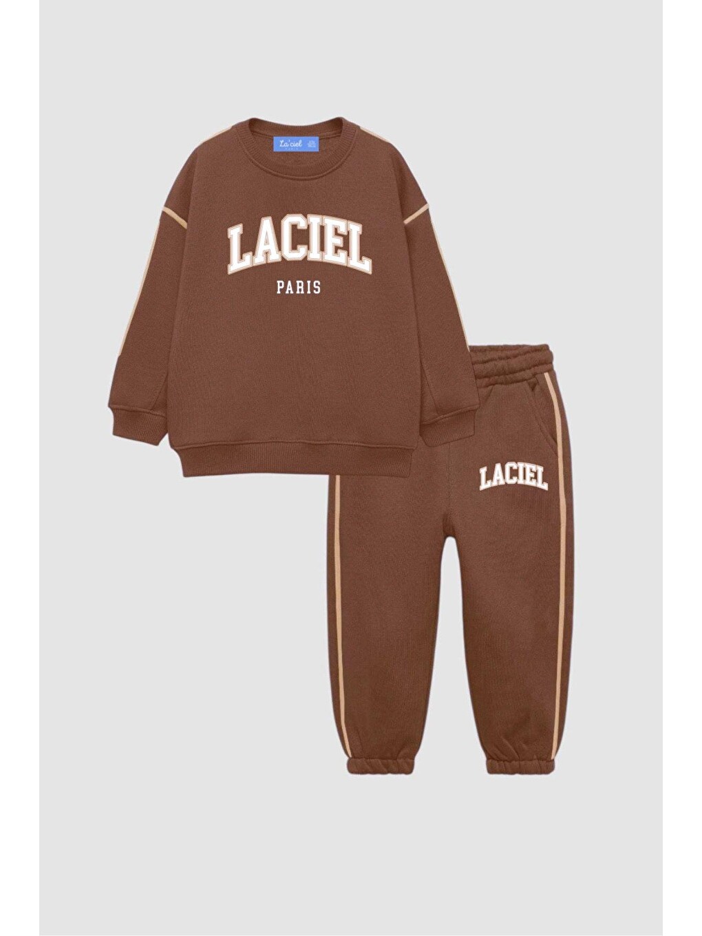 Lacivert Unisex Çocuk Slogan Desenli Pamuklu Sweatshirt Eşofman Tayt Alt-üst Takım
