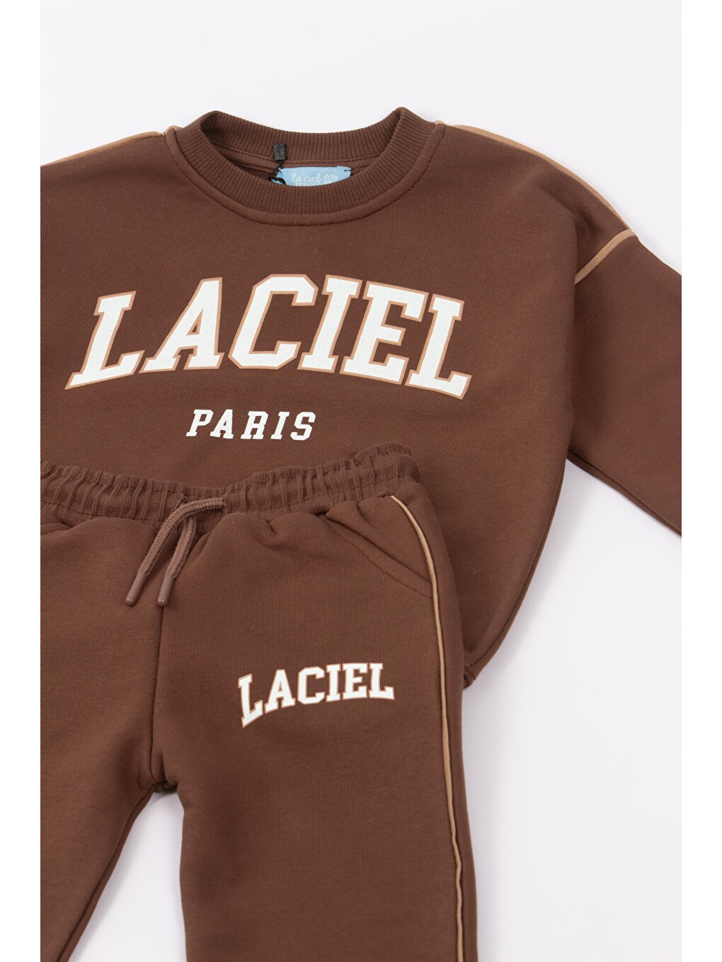 Lacivert Unisex Çocuk Slogan Desenli Pamuklu Sweatshirt Eşofman Tayt Alt-üst Takım-2