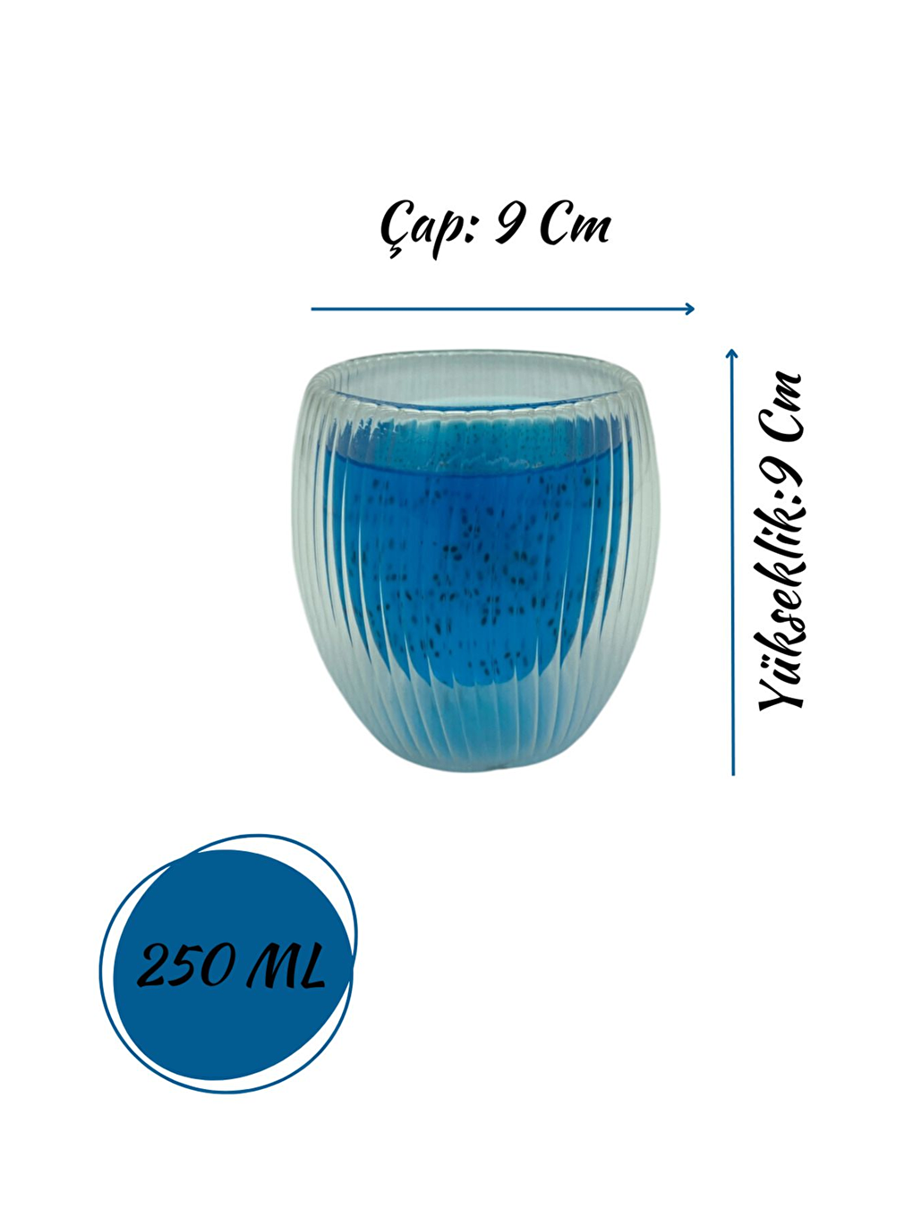 Renksiz Çift Cidarlı Çizgili Cam 250 ml Bardak Seti 4 Adet 2321-2
