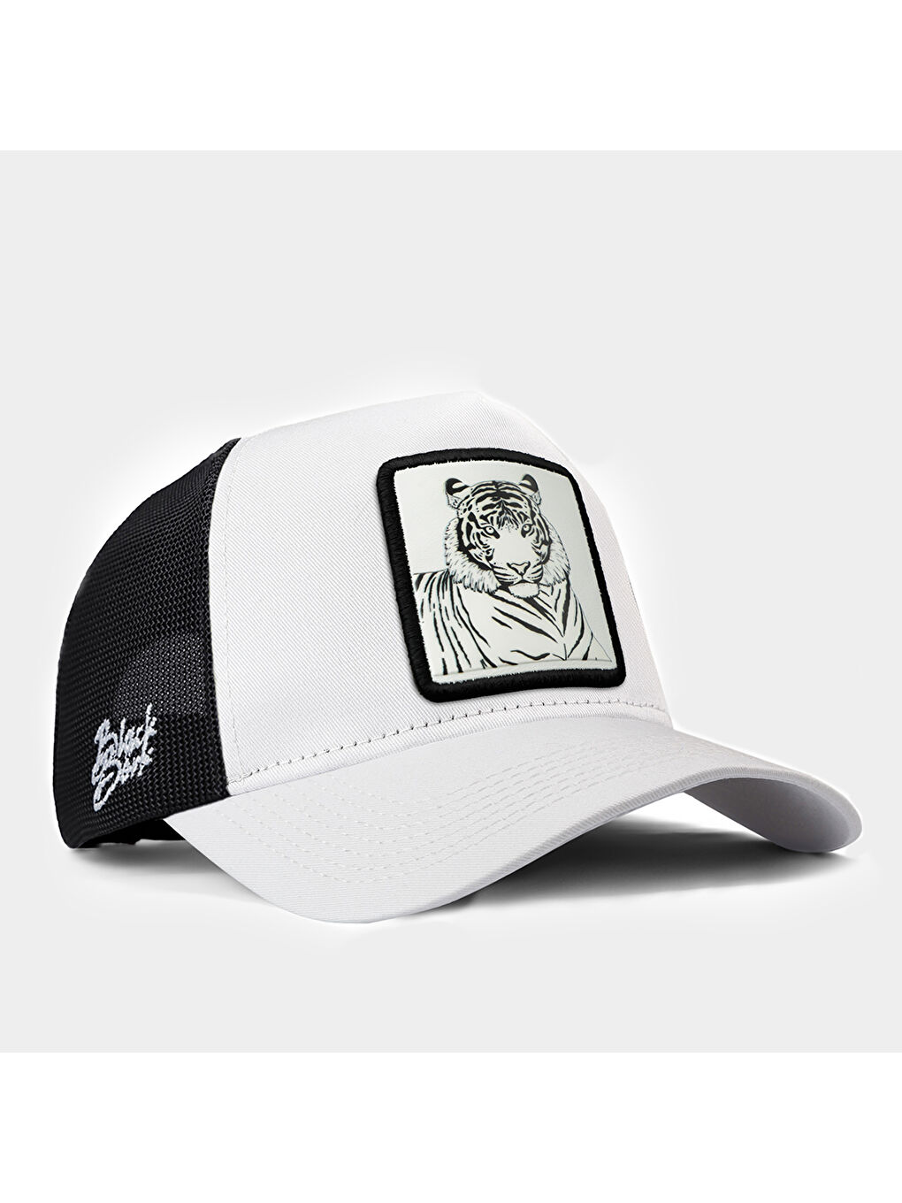 BlackBörk Sarı V1 Trucker Bengal Kaplan - 1bs Kod Logolu Unisex Beyaz-siyah Şapka (CAP)