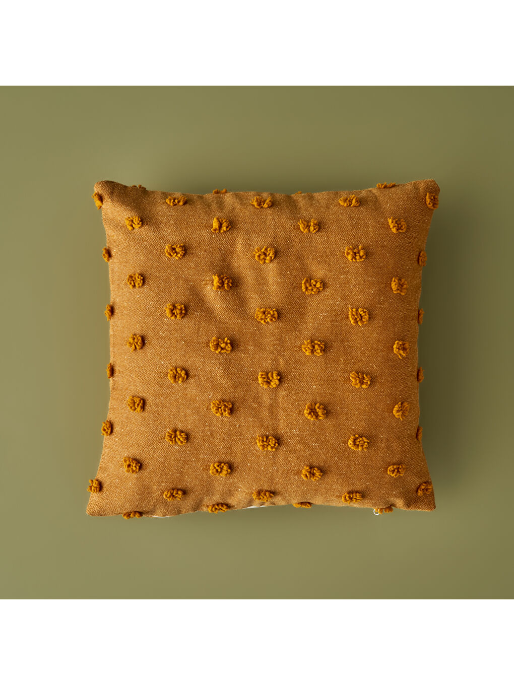 Sarı %100 Pamuk Maroc Dekoratif Kırlent Hardal (43x43 cm)