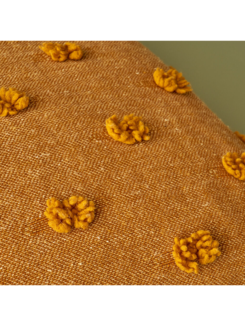 Sarı %100 Pamuk Maroc Dekoratif Kırlent Hardal (43x43 cm)-1