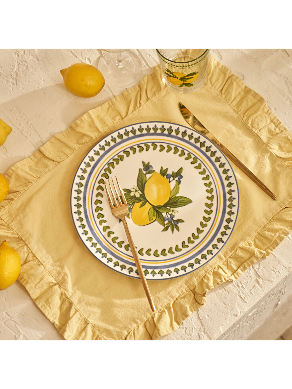 Karışık Limonlu Porselen 24 Parça 6 Kişilik Yemek Takımı-4