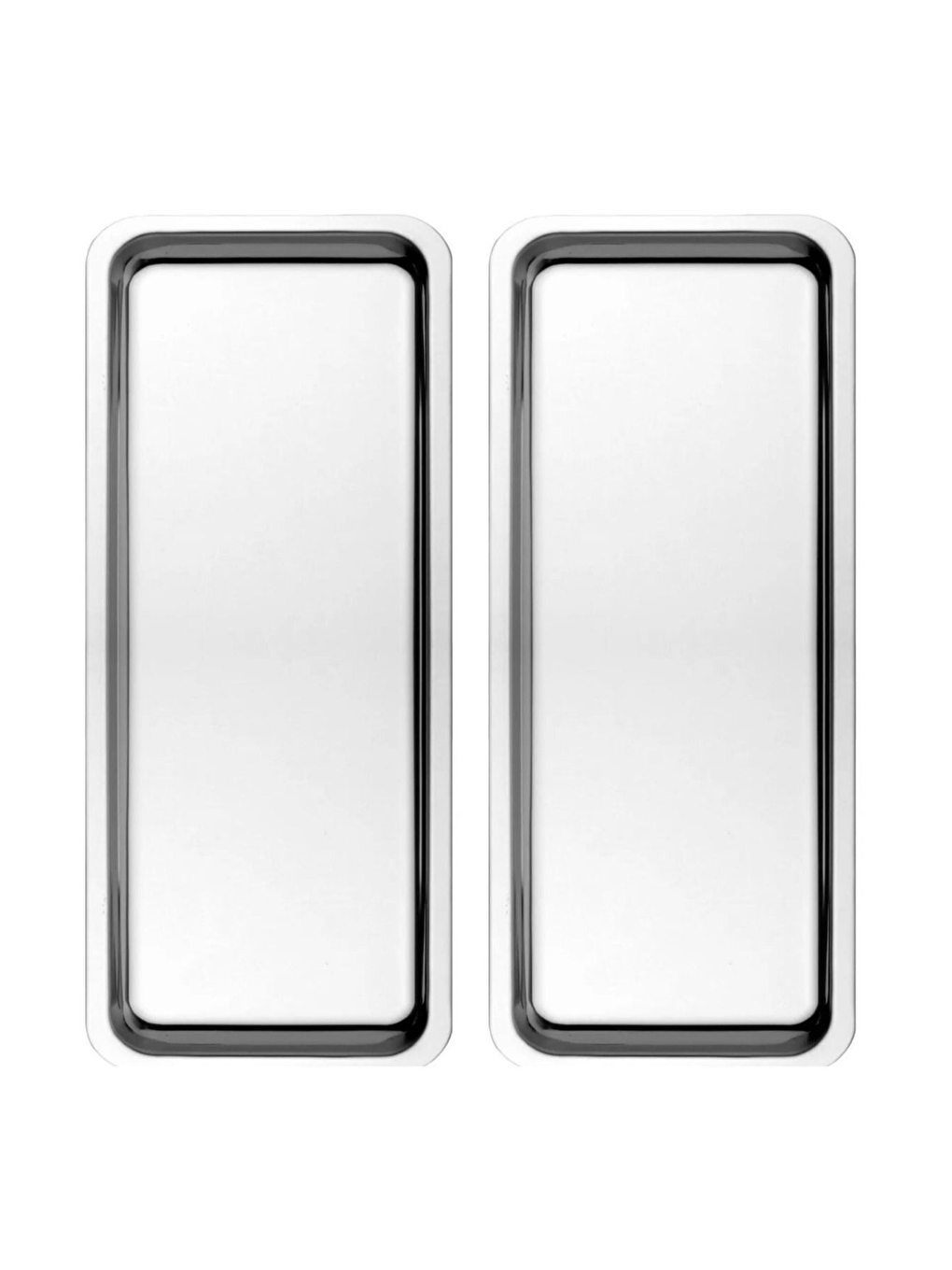 Gri Paslanmaz Çelik Gümüş Renk Dikdörtgen Dar Metal Düz Sunum Tepsisi  2 Adet