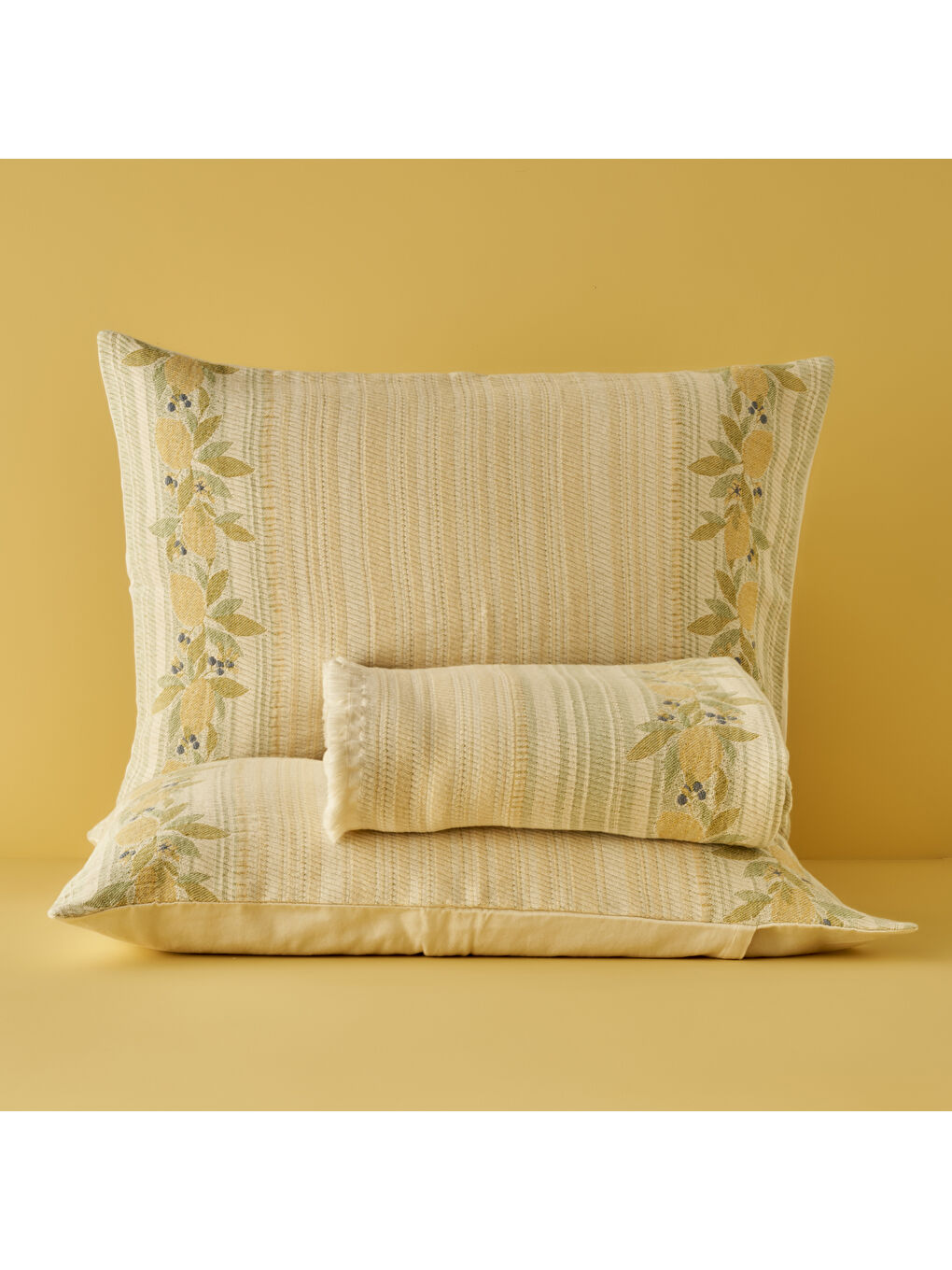 Karışık %100 Pamuk Limonlu Çift Kişilik Yatak Örtüsü Seti (240x260 cm)-5