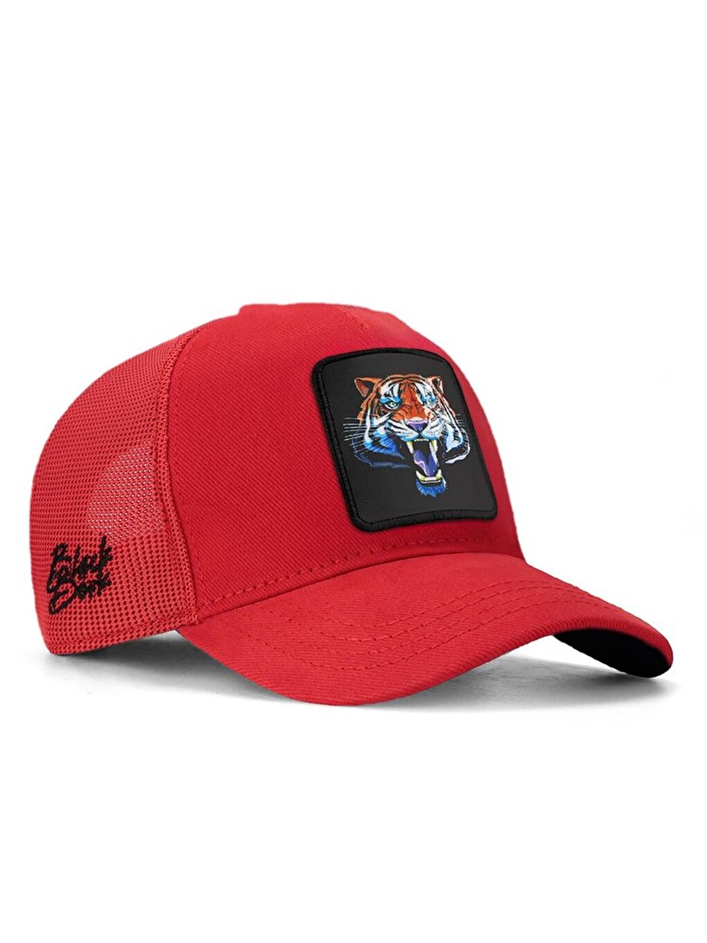 BlackBörk Beyaz V1 Trucker Kids Kaplan - 11 Kod Logolu Unisex Kırmızı Çocuk Şapka (CAP)