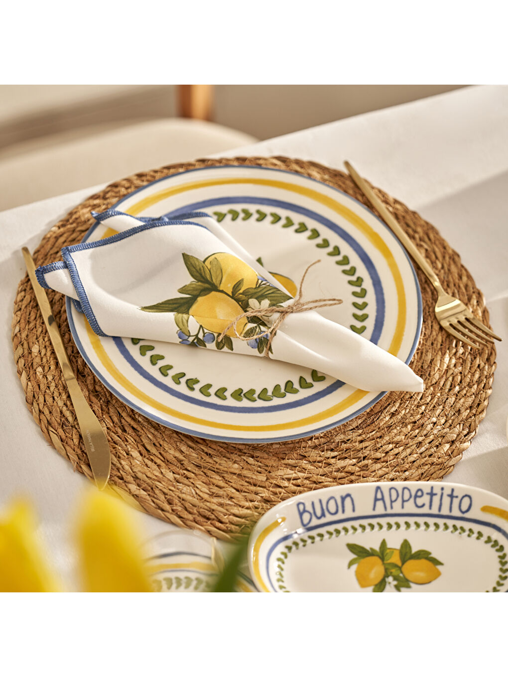 Limonlu Pamuklu Peçete Sarı (40x40 cm)-1