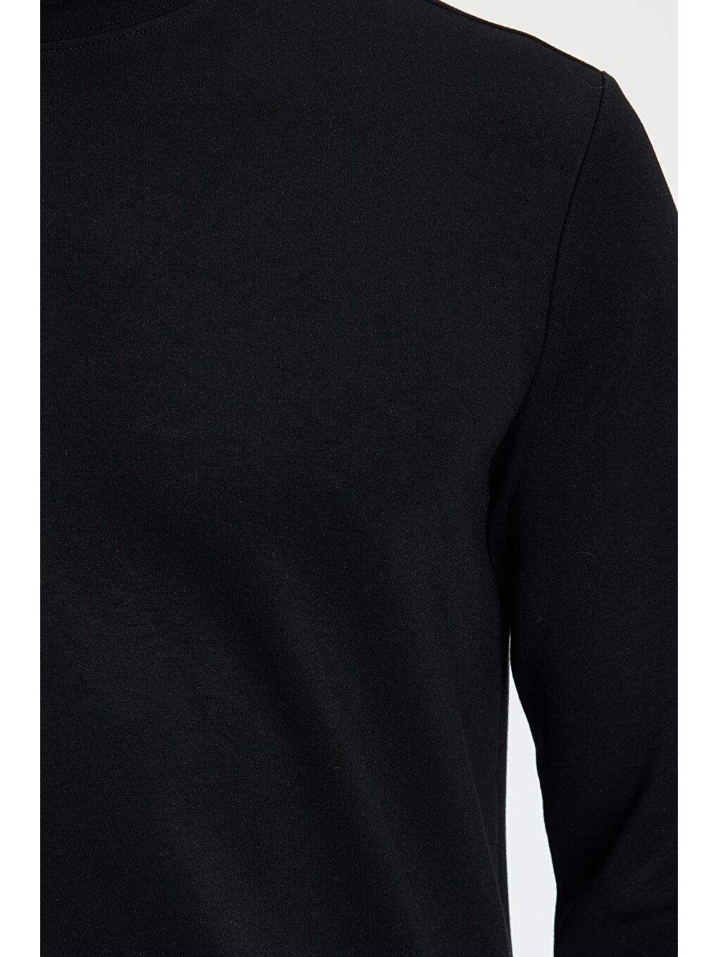 Erkek Standart Fit Normal Kesim Uzun Kollu Ekstra Soft Modal Kumaş Bisiklet Yaka Siyah Sweatshirt-6