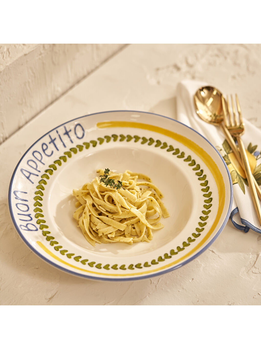 Karışık Limonlu Porselen Makarna Tabağı (27 cm)-1