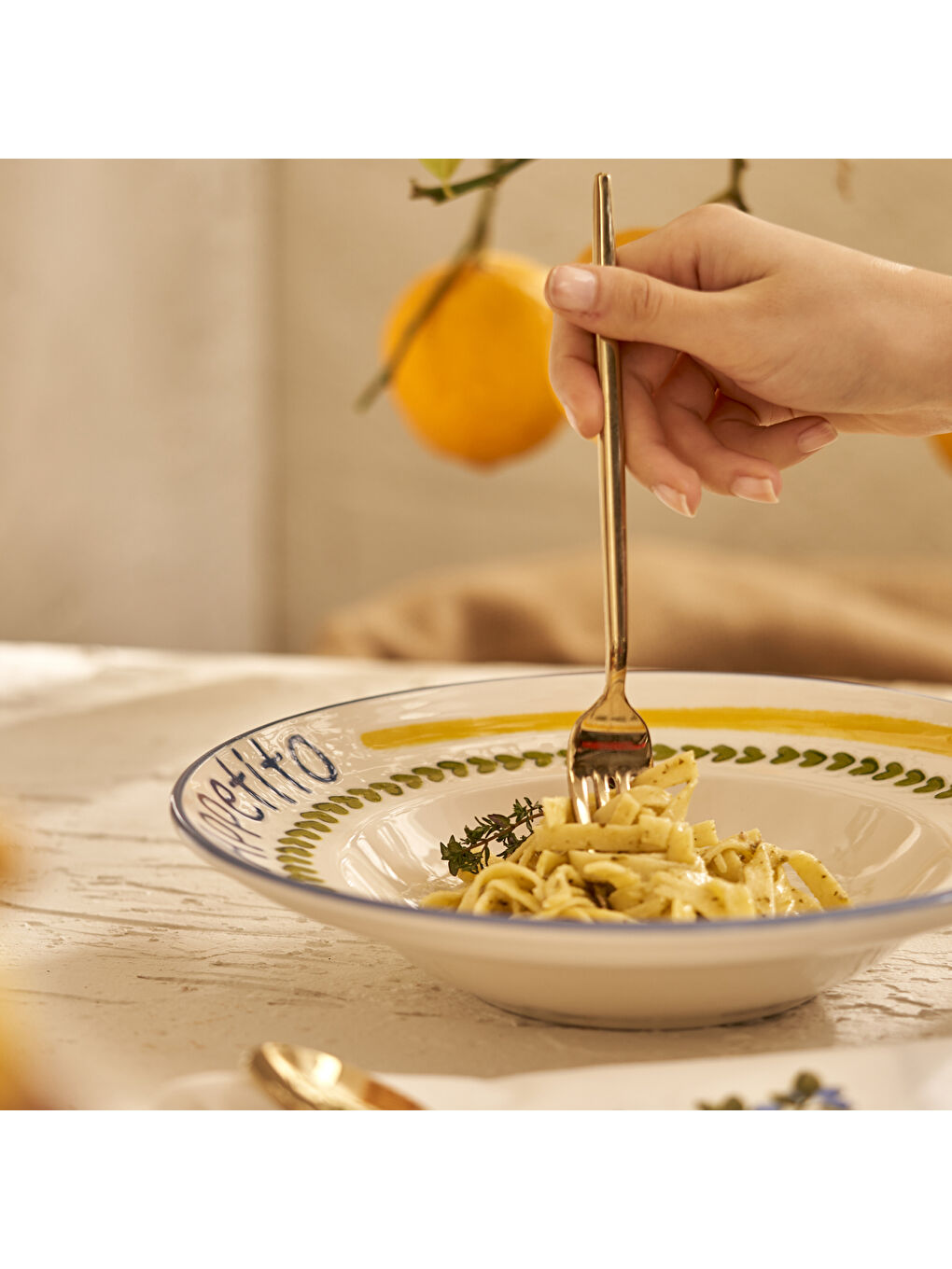 Karışık Limonlu Porselen Makarna Tabağı (27 cm)-2