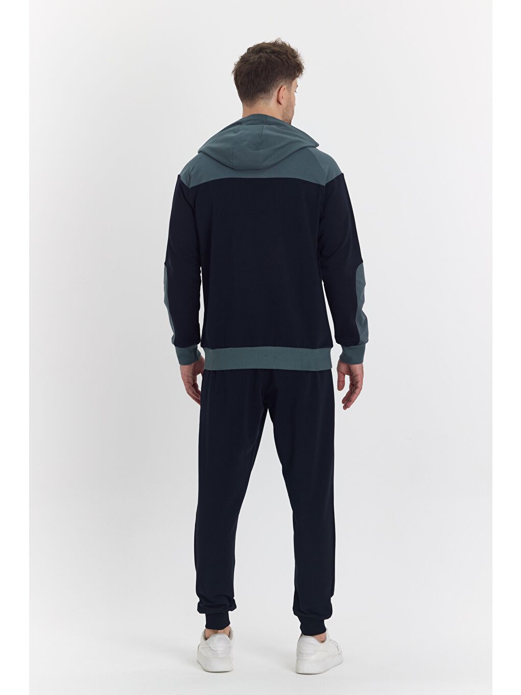 Erkek Pamuklu Kapüşonlu Eşofman Takımı Haki 5294-H-4