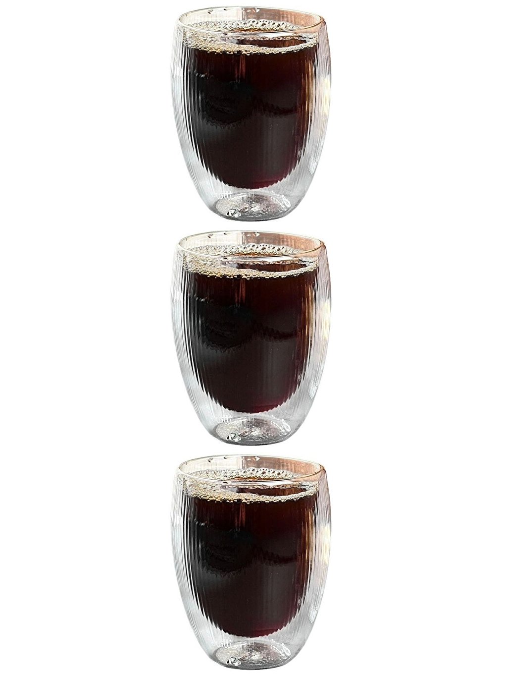 Renksiz Çift Cidarlı Çizgili Cam 300 ml Bardak Seti 3 Adet 2322