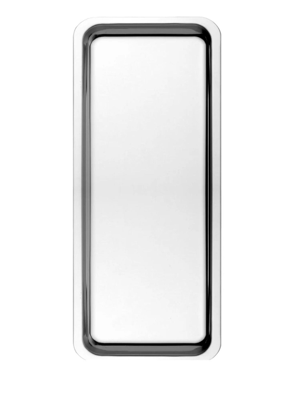 Gri Paslanmaz Çelik Gümüş Renk Dikdörtgen Dar Metal Düz Sunum Tepsisi  2 Adet-2